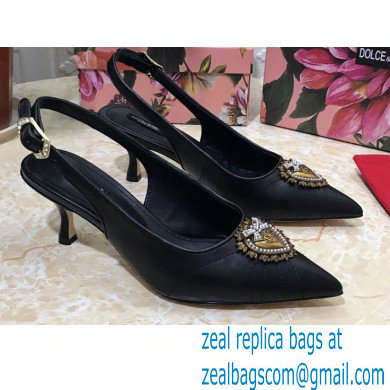 Dolce & Gabbana Heel 6.5cm Quilted Leather Devotion Slingbacks Black 2021